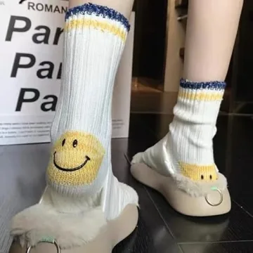 Cute Smiley Face Cotton Socks for Stylish Comfort