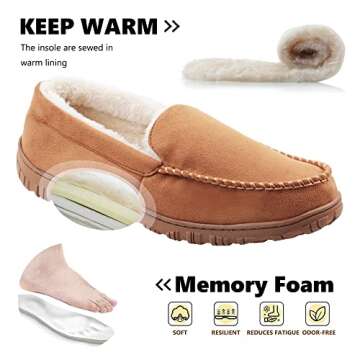 VLLy Slippers for Men Moccasins Slip-on Indoor Outdoor Mens Slippers House Shoes with Memory Foam