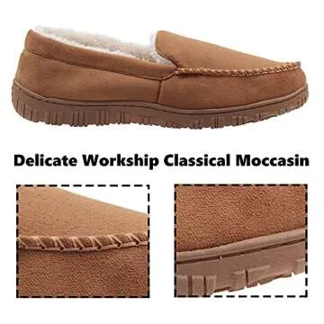 VLLy Slippers for Men Moccasins Slip-on Indoor Outdoor Mens Slippers House Shoes with Memory Foam