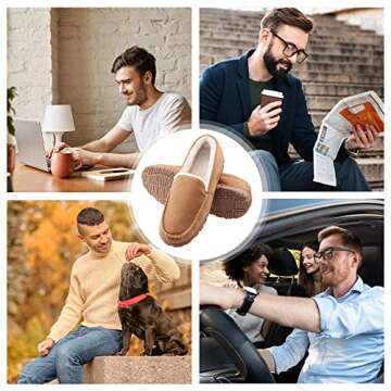 VLLy Slippers for Men Moccasins Slip-on Indoor Outdoor Mens Slippers House Shoes with Memory Foam