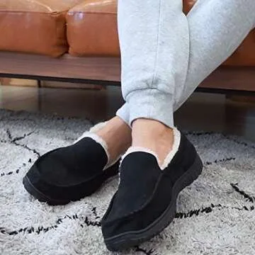 VLLy Slippers for Men Moccasins Slip-on Indoor Outdoor Mens Slippers House Shoes with Memory Foam