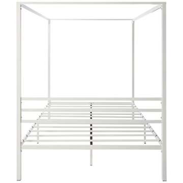 ZINUS Patricia White Metal Canopy Platform Bed Frame, Mattress Foundation with Steel Slat Support, No Box Spring Needed, Easy Assembly, Queen