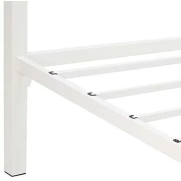 ZINUS Patricia White Metal Canopy Platform Bed Frame, Mattress Foundation with Steel Slat Support, No Box Spring Needed, Easy Assembly, Queen