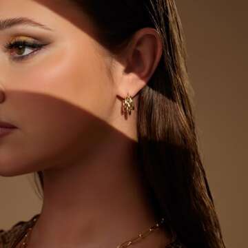 MILLA Chunky Gold Earrings for Women, Triple Split Thick Gold Hoops and Silver Hoop Earrings, Hypoal...