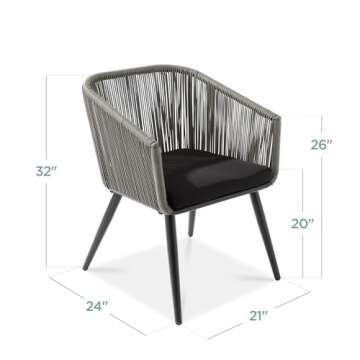 Best Choice Products Set of 2 Patio Dining Chairs, Outdoor Seating Set for Backyard, Poolside, Balco...