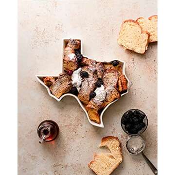 FIFTY UNITED PLATES Texas Shaped Baking Dish Serving Platter or Decorative Tray Charming Porcelain Bakeware Oven Microwave and Dishwasher Safe