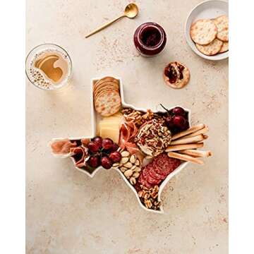 FIFTY UNITED PLATES Texas Shaped Baking Dish Serving Platter or Decorative Tray Charming Porcelain Bakeware Oven Microwave and Dishwasher Safe