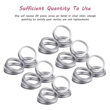 Durable Canning Jar Replacement Metal Rings - 24 Pack