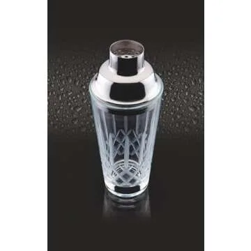 Kitchen Craft BarCraft Cut-Glass Cocktail Shaker with Stainless Steel Strainer, 400 ml (14 fl oz)