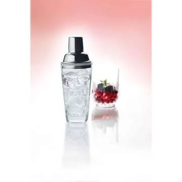 Kitchen Craft BarCraft Cut-Glass Cocktail Shaker with Stainless Steel Strainer, 400 ml (14 fl oz)