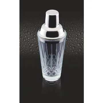 Kitchen Craft BarCraft Cut-Glass Cocktail Shaker with Stainless Steel Strainer, 400 ml (14 fl oz)