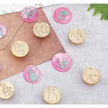 CRASPIRE Mushroom Crystal Wax Seal Stamp Head Olny Sealing Wax Stamp Head No Handle 25mm Removable Brass Stamp Head for Wedding Invitations Christmas Envelopes Craft Adhesive Waxing