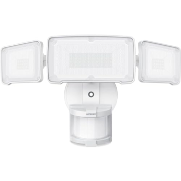 LEPOWER 38W LED Security Lights - Motion Sensor, 3 Head Flood Light - Waterproof