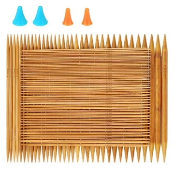 RELIAN Double Pointed , 75 Pcs Bamboo Knitting Needles Set, 15 Sizes from 2.0mm-10.0mm(8 Inches Leng...