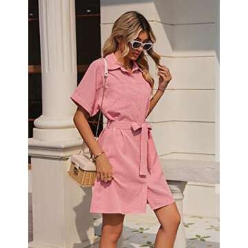 Chic Red Tunic Shirt Dress for Everyday Style