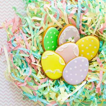 Jremreo 6 Colors 25oz (720g) Easter Grass Basket Filler Bulk, Assorted Crinkle Cut Paper Shred Filler for Easter Egg Hunt Decor, Gift Wrapping & Basket Filling