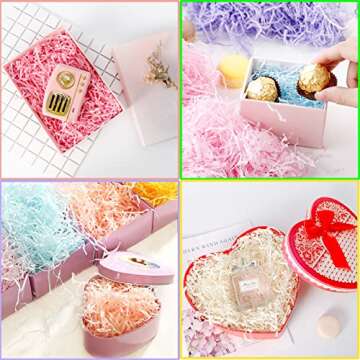 Jremreo 6 Colors 25oz (720g) Easter Grass Basket Filler Bulk, Assorted Crinkle Cut Paper Shred Filler for Easter Egg Hunt Decor, Gift Wrapping & Basket Filling