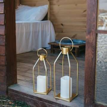 Modern Farmhouse Lanterns - Timer Flickering Candles