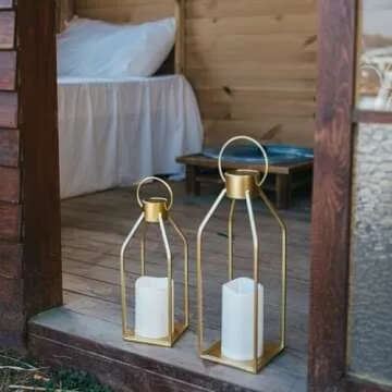 Modern Farmhouse Lanterns - Timer Flickering Candles