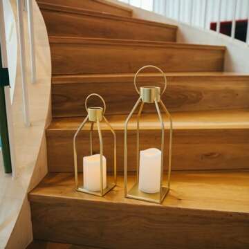 Modern Farmhouse Lanterns - Timer Flickering Candles