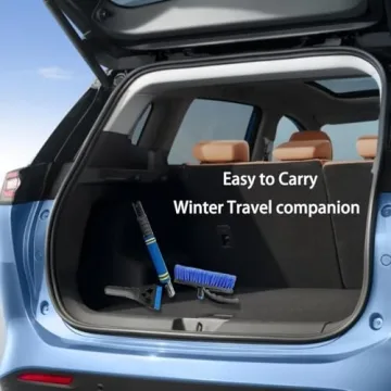 Extendable Snow Brush and Ice Scraper for Car Windshield – 31.5" - 25" Ice Scraper with Long Telescoping Handle Scratch-Free Bristles Ergonomic Foam Grip Snow Scraper for Car Trucks SUVs - Blue