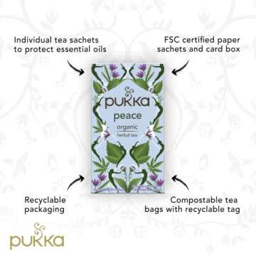 Pukka Organic Tea Bags, Spearmint, Ashwagandha, and Hemp Seed Oil, Peace Herbal Tea, 20 Count (Pack of 3)