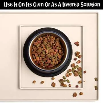 DogBuddy Dog Food Mat, Waterproof Dog Mat for Food and Water, Silicone Mat for Dog Bowls, Dog Bowl Mat with Raised Edge, Nonslip Pet Feeding Mat for Floors, Puppy Essentials (XS: 11" x 11", Vanilla)