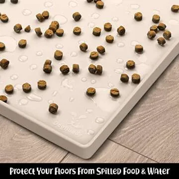 DogBuddy Dog Food Mat, Waterproof Dog Mat for Food and Water, Silicone Mat for Dog Bowls, Dog Bowl Mat with Raised Edge, Nonslip Pet Feeding Mat for Floors, Puppy Essentials (XS: 11" x 11", Vanilla)