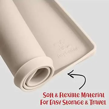 DogBuddy Dog Food Mat, Waterproof Dog Mat for Food and Water, Silicone Mat for Dog Bowls, Dog Bowl Mat with Raised Edge, Nonslip Pet Feeding Mat for Floors, Puppy Essentials (XS: 11" x 11", Vanilla)