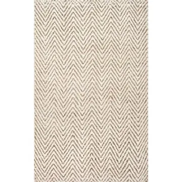 nuLOOM Vania Chevron Jute Area Rug 5x8 Off-White