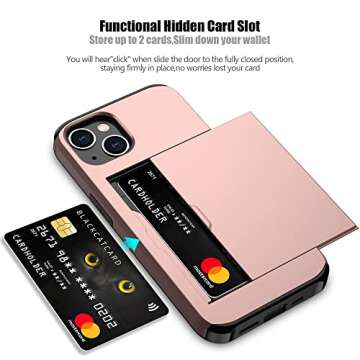 Nvollnoe for iPhone 13 Case with Card Holder Heavy Duty Protective Dual Layer Shockproof Hidden Card...