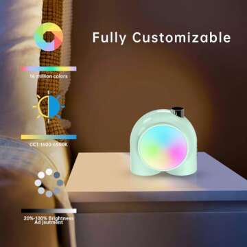 Divoom Planet-9 Smart Mood Lamp, Cordless Table Lamp with Programmable RGB LED for Bedroom Gaming Ro...