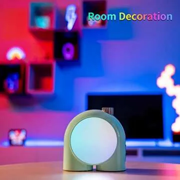 Divoom Planet-9 Smart Mood Lamp, Cordless Table Lamp with Programmable RGB LED for Bedroom Gaming Room Office, Green