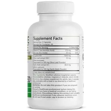Bronson L-Lysine Defense Immune Support Complex 1500 MG L-Lysine Plus Olive Leaf, Garlic, Vitamin C ...