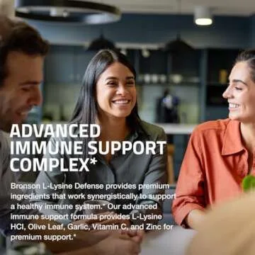 Bronson L-Lysine Defense Immune Support Complex 1500 MG L-Lysine Plus Olive Leaf, Garlic, Vitamin C and Zinc - Non-GMO, 250 Vegetarian Capsules