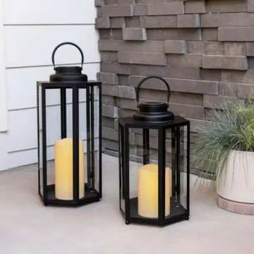 Outdoor Solar Lantern with Flameless Candle - 14 Inch