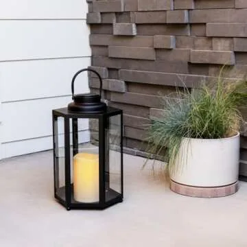 Outdoor Solar Lantern with Flameless Candle - 14 Inch