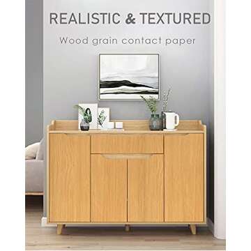 Sevalo Wood Contact Paper Wood Peel and Stick Wallpaper Light Wooden Grain Contact Paper for Cabinets and Drawers Self Adhesive Removable Wallpaper 17.7inW 118inL Oak Natural Easy to Install & Clean