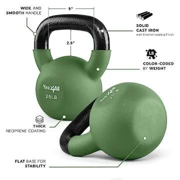 Yes4All Neoprene Coated & Kettlebell Sets - Hand Weights for Home Gym & Dumbbell Weight Set training 25 lb