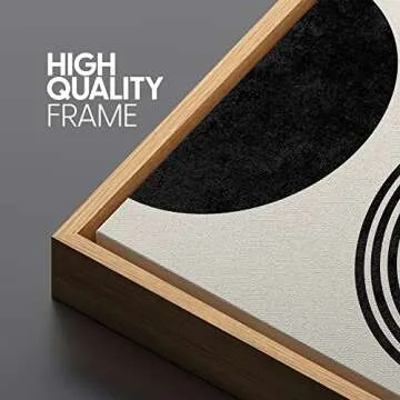 SIGNLEADER Framed Canvas Print Wall Art Spiral Parabolas & Solid Semi Circle Geometric Shapes Drawings Modern Art Contemporary Edgy Black and White for Living Room, Bedroom, Office - 24"x36"x3 Natural