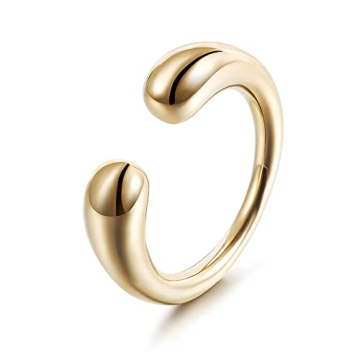 CIUNOFOR 14K Gold Plated Ring Simulated Bubble Cocktail Rings for Women Gold Statement Rings Smooth ...