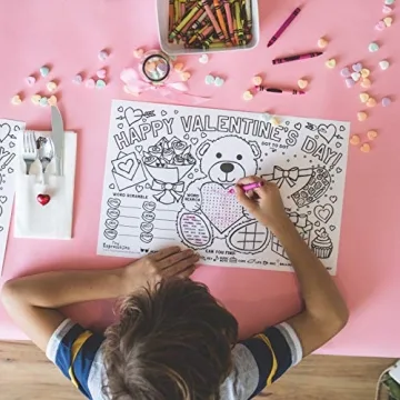 Tiny Expressions Valentine's Day Coloring Placemats Pack of 12