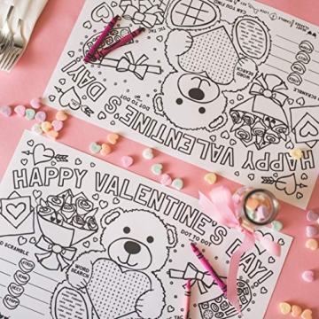 Tiny Expressions Valentine's Day Coloring Placemats Pack of 12