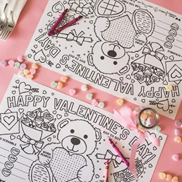 Tiny Expressions Valentine's Day Coloring Placemats Pack of 12