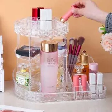 Large Capacity Rotating Acrylic Makeup Organizer 360-Degree
