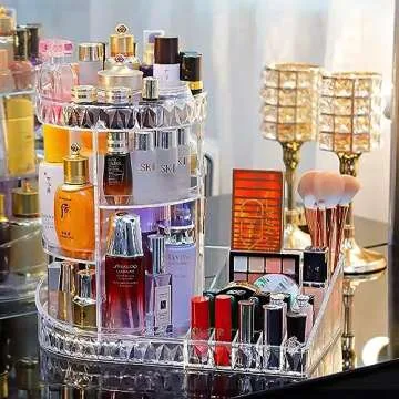 Large Capacity Rotating Acrylic Makeup Organizer 360-Degree
