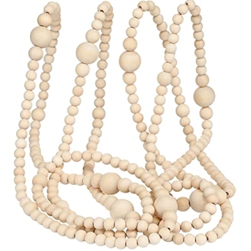 12 Feet Christmas Wooden Bead Garland - Farmhouse Style and Versatile Decoration