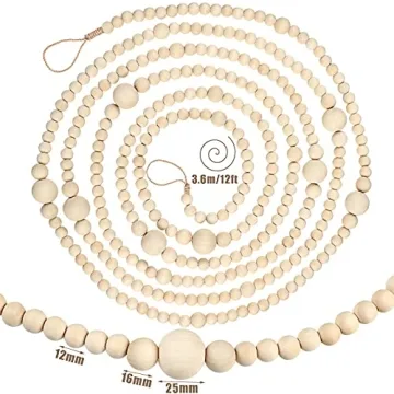 Charming 12 Feet Wooden Bead Garland for Christmas Decor