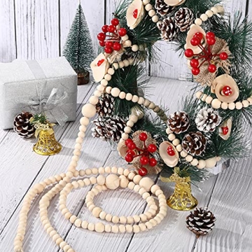 Charming 12 Feet Wooden Bead Garland for Christmas Decor