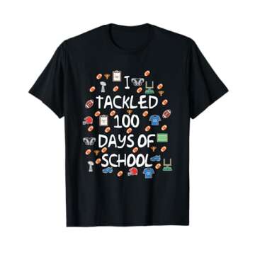 Football Tackled 100 Days Of School Shirt - Fun Gift T-Shirt